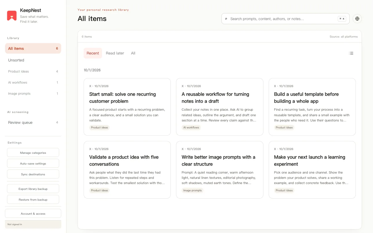 KeepNest local library with demonstration references